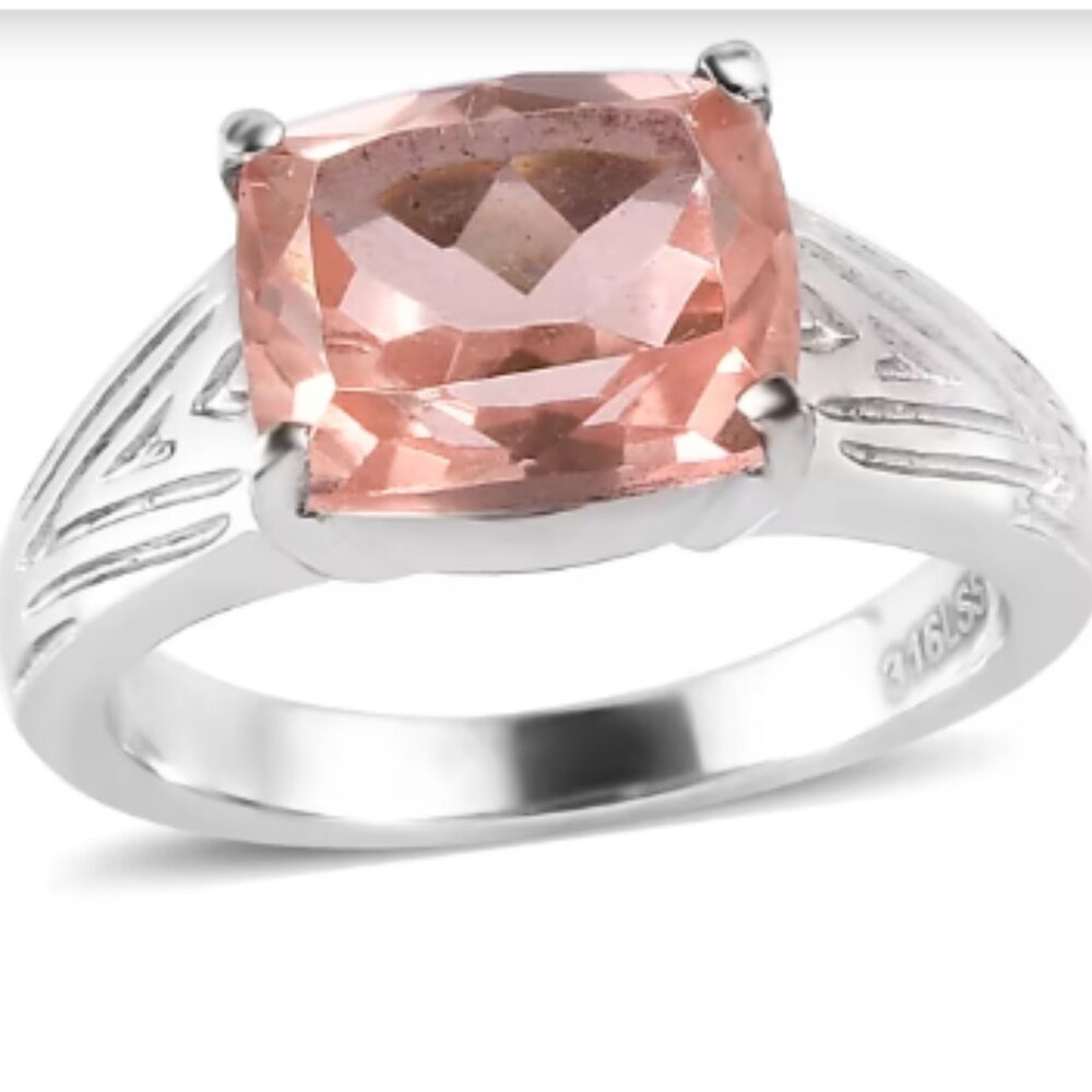 Morganique Quartz (Triplet) 3.50 ctw Solitaire Ring in Stainless Steel
